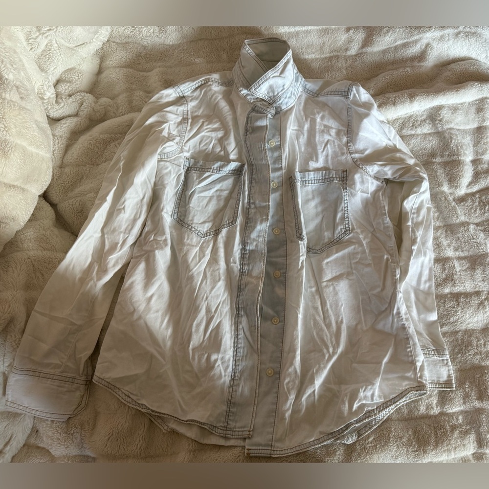 Banana Republic | Women’s Long Sleeve Bleached Out Denim Button Shirt Size Sm